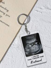 1 件定制超声波钥匙扣，亚克力钥匙圈，纪念出生，怀孕公告，祖父母礼物 - 第一次祖父母礼物 - 送给新祖父母的礼物，准父母装饰 - 祖父母装饰婴儿送礼会家庭装饰礼物