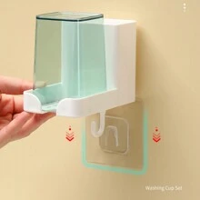 1-4pcs Toothbrush Holder Rack No Drilling, With Hooks, For Bathroom Rinsing Cup And Toothbrush Holder Wall Mount Organizer Set