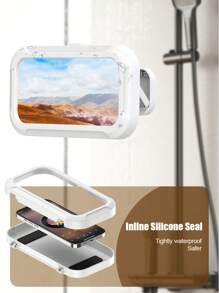 360° 旋转防水淋浴手机支架，可调节和扩展，淋浴架，带防雾高灵敏度盖的淋浴手机壳，适用于浴室墙壁 - 均碼 - 查看 5