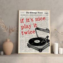 1 Piece Unframed, Music Wall Art, Vintage Fashion Print, Newspaper Print, Record Player Poster, Retro Music Poster, Band Studio Decor, Record Player Print