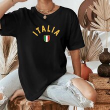 Women's Oversized Italia Curva Tumblr Cotton T-Shirt - 黑色 - 查看 1