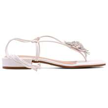Women's Shiny Lace-Up Sandal With Exclusive Block Heel - 白色 - 查看 5