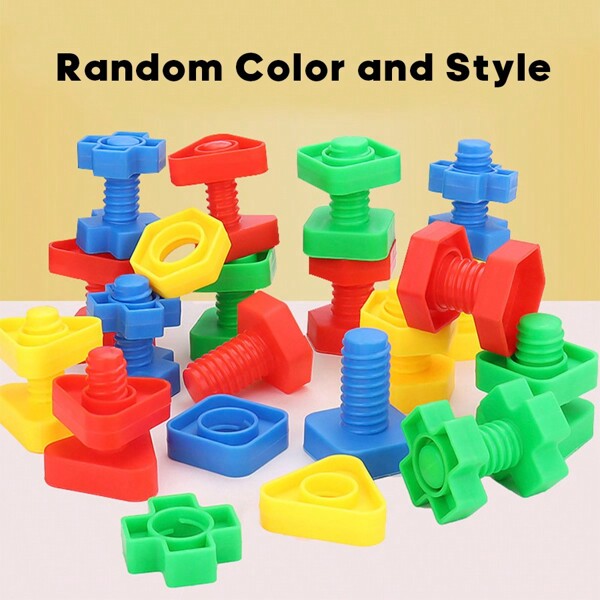 1 Set pädagogische Schraub-Bauklötze, Schrauben & Muttern Zusammenbau-Konstruktionsspielzeug, Montessori Früherziehung Puzzle Bauklötze, Muttern & Bolzen Auseinanderbau Spielzeug, entwickelt Fingerfertigkeit (Zufallsfarbe), MINT pädagogische Schrauben Passaktivität, geeignet als Halloween, Weihnachtsgeschenk