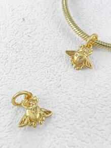 STYFNE 1pc Gold Series Insect, Leopard, Carousel, Cactus, Round Alphabet Pendant Charm Necklace, Daily Small Gift For Girlfriend Or Best Friend, Handmade DIY Jewelry - Silver - View 11