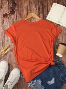 Women's Casual Slim Fit Short Sleeve T-Shirt - 橘色 - 查看 3