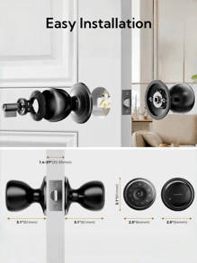 Arpha Smart Door Knob, Fingerprint Door Lock, Smart Lock Biometric Door Lock Fingerprint Door Knob With Tuya App Control, Silent Mode, Keyless Entry Door Lock, Suitable For Bedroom, Cloakroom, Apartments Offices, Hotels - màu đen - Xem 5
