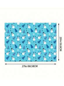 12 张优质天蓝色雪人与雪花圣诞礼品包装纸 – 高品质驯鹿主题包装纸，适合节日礼物 - 彩色 - 查看 2