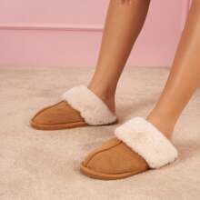 Casual Warm Indoor Slippers For Winter - Camel - View 1