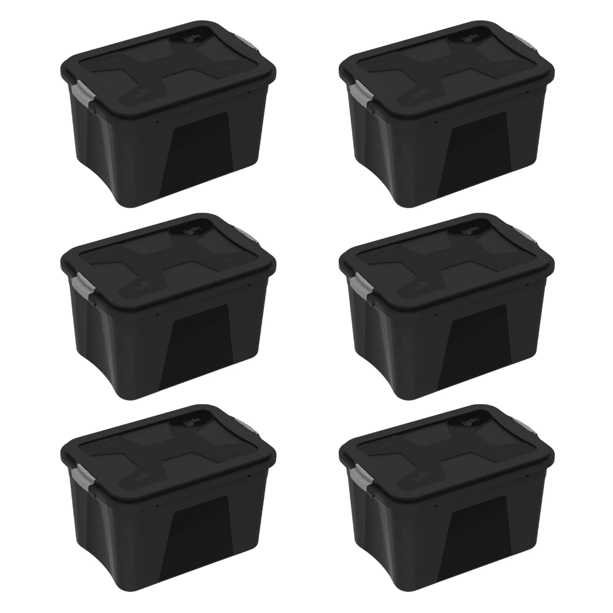 Kit With 6 Plastic Multipurpose Organizer Boxes 56 Liters With Lid - 黑色 - 查看 1