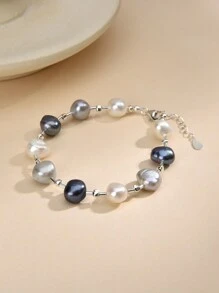1 chiếc vòng tay ngọc trai tự nhiên bạc Sterling 925 dành cho phụ nữ, thích hợp cho đám cưới, đính hôn, quà tặng cô dâu, ngày của mẹ, ngày lễ tình nhân, sinh nhật - Nhiều màu - Xem 1