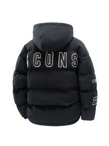 2024 New Arrival Men's Thick Padded Jacket, Loose Fit Warm Thermal Lined Coat, Winter Anti-Cold Outerwear - Black - View 2