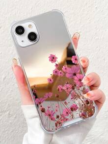 1 个花卉图案银色镜面亚克力手机壳，适用于 iPhone 15、iPhone 14、iPhone 13、iPhone 12、iPhone 14 Pro Max、iPhone 15 Pro Max、iPhone 13 Pro Max、iPhone 11、XS、XS Max、Mini - 彩色 - 查看 2