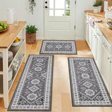 Kitchen Rug Sets 3 Piece With Runner Non Slip Kitchen Rugs And Mats Washable Kitchen Mats For Floor Thick Kitchen Floor Mat Carpet Runner Rugs For Hallway Laundry Holiday Decor