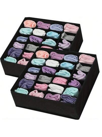 1 Sock Underwear Storage Box, 24 Compartments Folding Drawer Organizer Partition Basket, Wardrobe Wardrobe Storage Box Socks, Underwear, Underwear, Clothes, Saving Home Space Wardrobe, Wardrobe, Bedroom Dress Pants Shoes Jeans Boots Skirt