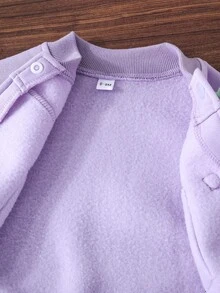 Áo nỉ dệt kim họa tiết hoa dễ thương cho bé gái & Áo nỉ có gân - Màu tím - Xem 7