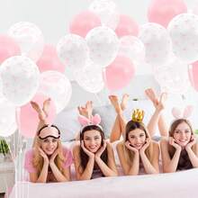 粉色蝴蝶结气球 12 英寸粉色蝴蝶结派对装饰、主题生日派对装饰、可爱单身新娘订婚用品 款式随机 - 彩色 - 查看 1