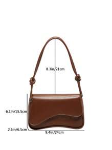 1 件时尚百搭纯色链条肩带单肩包 - 棕色 - 查看 5