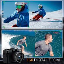 NBD Digital Camera 4K 48MP Compact Camera, 3.0 Inch Ultra Clear Screen Vlogging Camera,16x Digital Zoom Video Camera, Cameras For Photography. It Is An Excellent Gift For Graduation Season, Adult Ceremony, Birthday Party, Christmas And Halloween. - Black - View 4