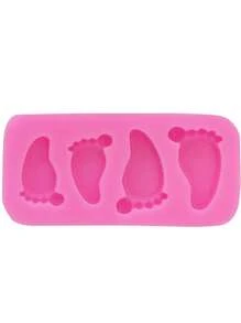 1 件 3D 婴儿脚形硅胶软糖模具、糖果果冻布丁蛋糕装饰烘焙模具、DIY 巧克力饼干烘焙用品 - 粉色 - 查看 2
