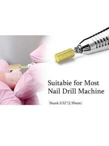 GGJOYO 1 件钨钢美甲磨头，金色柱状多齿，美甲修甲磨削配件 - 金色 - 查看 2