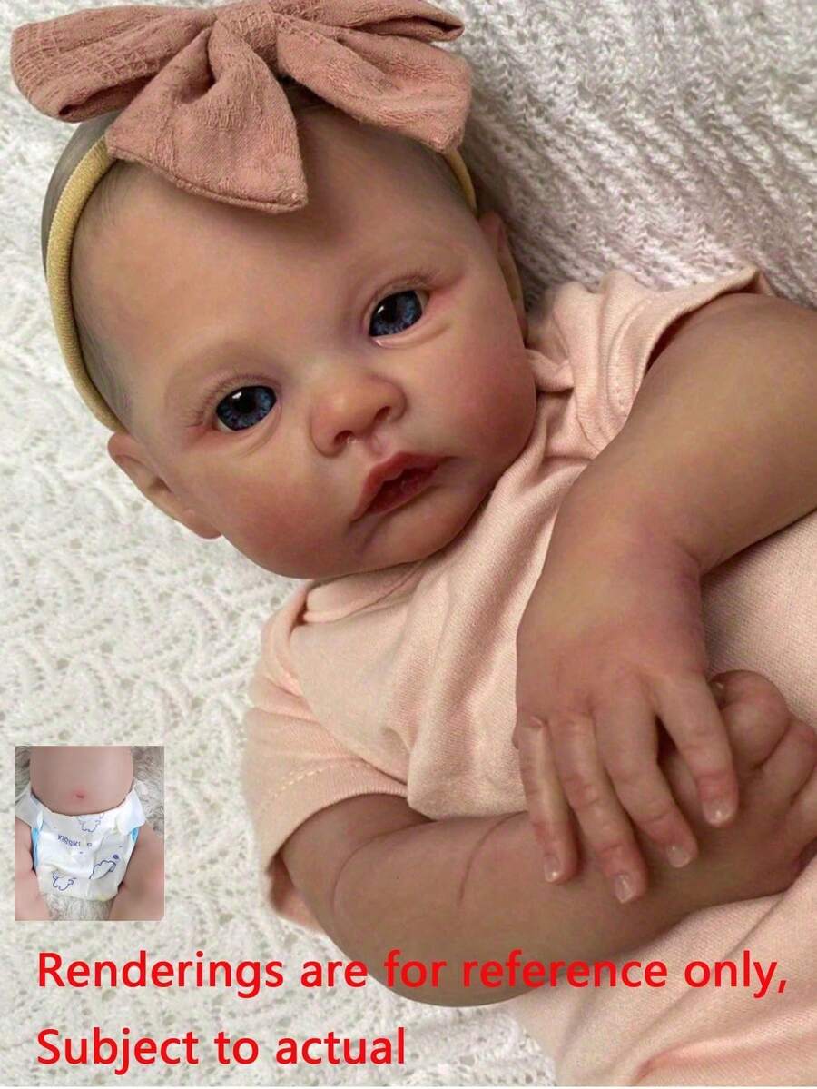 48 厘米逼真的新生婴儿娃娃，具有灵活的 3D 油漆肤色和静脉，19 英寸新生儿全柔软触感乙烯基娃娃圣诞节礼物（部分零件随机，包括奶嘴、奶瓶、尿布、发饰和衣服套装），重生婴儿娃娃，逼真的婴儿娃娃，婴儿娃娃 - 珊瑚橙 - 查看 1
