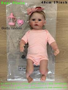 48 厘米逼真的新生婴儿娃娃，具有灵活的 3D 油漆肤色和静脉，19 英寸新生儿全柔软触感乙烯基娃娃圣诞节礼物（部分零件随机，包括奶嘴、奶瓶、尿布、发饰和衣服套装），重生婴儿娃娃，逼真的婴儿娃娃，婴儿娃娃 - 珊瑚橙 - 查看 2