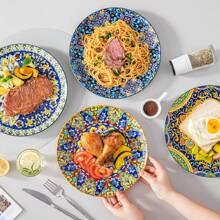 vancasso 6 Pieces Plate Set, Multicolour Set, Polychrome, Porcelain Dinnerware,Poreclain Dinner Plate For 6 Person, Ceramic Stamping In Bohemian Style - Multicolor - View 4