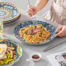 vancasso 6 Pieces Plate Set, Multicolour Set, Polychrome, Porcelain Dinnerware,Poreclain Dinner Plate For 6 Person, Ceramic Stamping In Bohemian Style - Multicolor - View 5