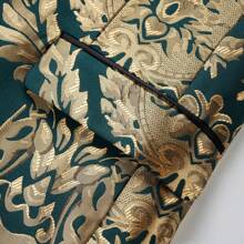 Traje de esmoquin para hombre, conjunto de 2 piezas de ajuste regular, chaqueta blazer con estampado floral, chaleco y pantalones, traje de hombre para boda y baile de graduación - Verde y Dorado - Verde y dorado - Ver 6