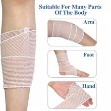 5 Rolls Elastic Bandage Wrap - Double Hook & Loop Fasteners, Reusable Bandages For Waist, Legs, Hand, Elbow & Knee Wrap - Beige - View 10