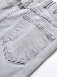 Tween Boys Distressed Straight Leg Jeans, Fashionable Street Style, Comfortable - Grey - View 7