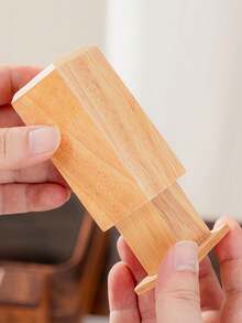 1 szt. Prostokątny drewniany przenośny uchwyt na wykałaczki, bez wykałaczek w zestawie, możliwość personalizacji tekstu i logo, minimalistyczny styl odpowiedni do domu, restauracji, celów dekoracyjnych