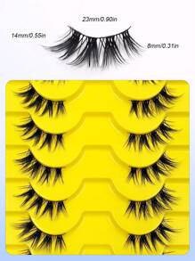 Asiteo 10 Pairs Natural Criss-Cross Cat Eye False Eyelashes, Lightweight Soft Fluffy Faux Mink Reusable Eyelashes, Suitable For Makeup And Lash Extensions - 眼尾拉長款 - 查看 3