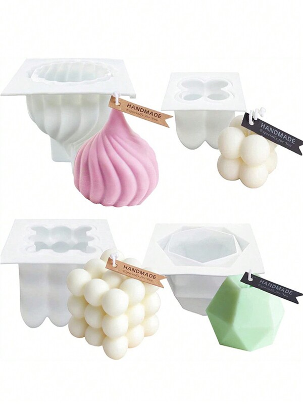 4pcs Assorted Shape Candle Mold, Suitable For Decorative Candle Making