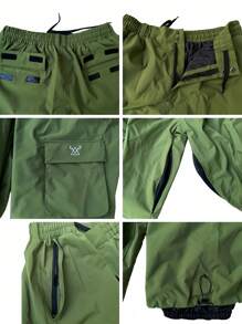 1pc Plus Size Loose Fit Men's Ski Pants, With Pockets, Winter Outdoor Ski Pants, Unisex, Suitable For Outdoor Activities, Machine Washable, Winter Ski Pants, Ski Gear, Warm Clothing, Sports Style Ski Pants, Reinforced Structure, Functional Snow Pants, Snow Gear, Ski Suit - Green - View 11
