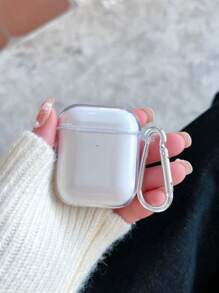 Transparent TPU Shockproof Earphone Case With Metal Clip