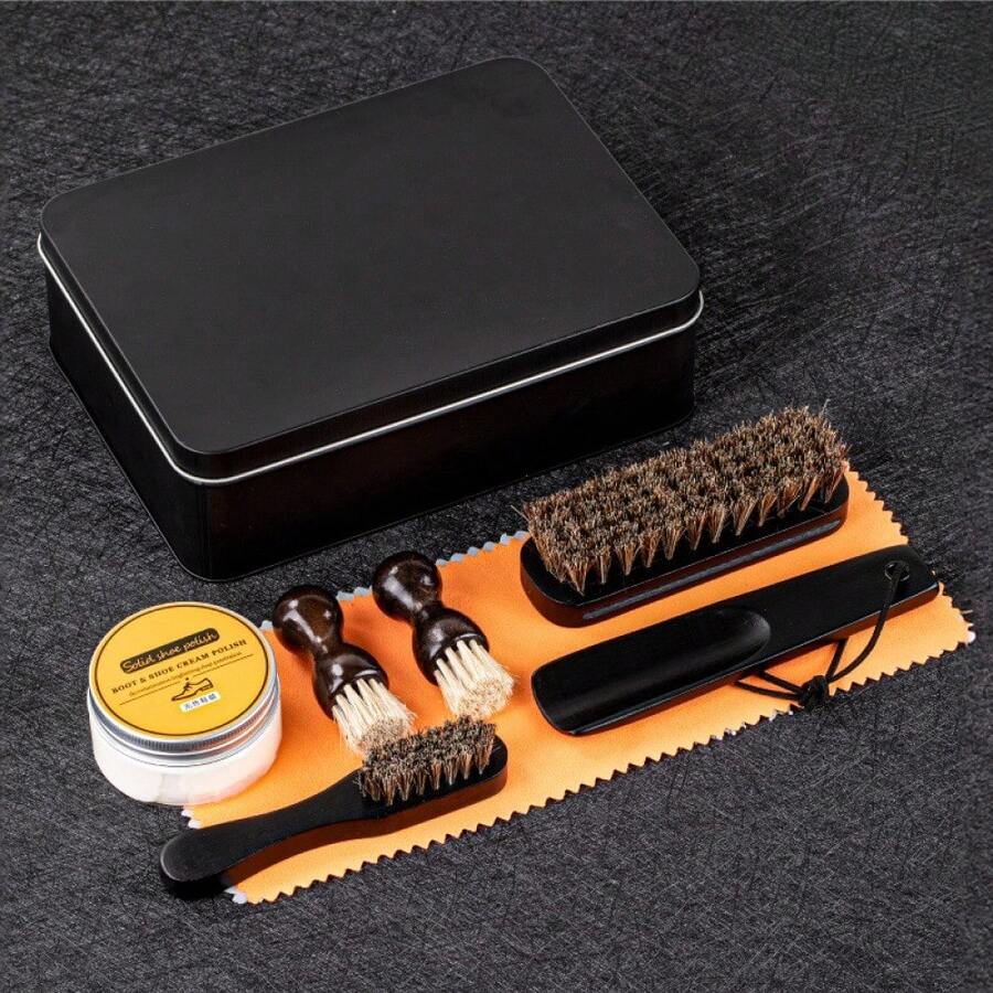 Shoe Polish Kit - Sheep Oil Leather Care & Polishing Tool Set - Multicolor - View 1