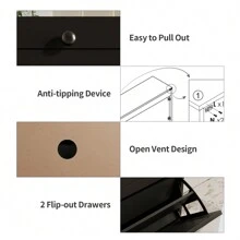 VOWNER Shoe Cabinet With 2/3/6 Flip Drawer, Freestanding Shoe Organizer With Storage & Adjustable Shelves, Shoe Rack For Entry, Hallway, Living Room, Bedroom, Gift For Halloween & Thanksgiving - Đen - 3 ngăn kéo - Xem 4