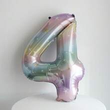 1pc 40-Inch Ombre Rainbow Giant Number Balloon, Photo Prop Birthday Decor