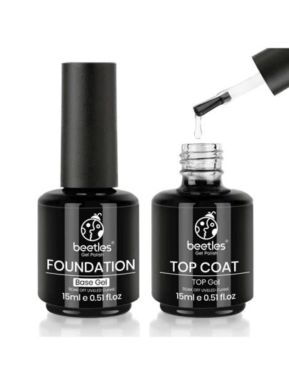 2 Piezas Gel Base Coat Set, Gel Base Coat Gel Polish U V For Gel Nail Polish, Diamond Shine, Protect Nail Health, Clear Gel Base Coat, Wipe-Free Top Coat for DIY Nail Art Artist Residence