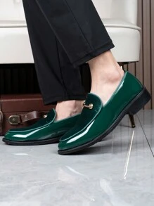 Men Shoes For Party Green Patent Shoe For Men Elegant Italian Shoes Men Slip On Loafers Male Plus Size Point Toe Velvet Shoes Black