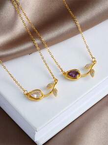 1PC Stainless Steel Women's Fashionable And Simple 18K Plated Tulip Pendant Necklace, Suitable For Dates, Parties, And Office Wear. - Tulip  Necklace - View 3