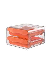 1 pieza Bandeja refrigeradora para huevos de 2 capas de gran capacidad, recipiente de almacenamiento de huevos con cajón de plástico transparente, organizador apilable para huevos que se adapta a la bandeja de huevos del refrigerador de la cocina