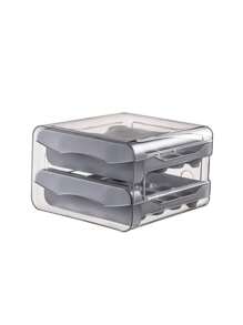 1 pieza Bandeja refrigeradora para huevos de 2 capas de gran capacidad, recipiente de almacenamiento de huevos con cajón de plástico transparente, organizador apilable para huevos que se adapta a la bandeja de huevos del refrigerador de la cocina