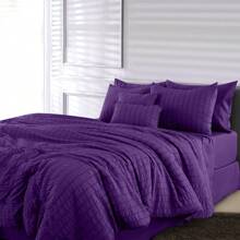 Lux Decor 10-Piece Down Alternative Seersucker Comforter Set, Soft Lightweight Breathable Bedding With Comforter, Sheets And Pillowcases, Comfortable All-Season Hotel Style Bed Set For Bedroom, Guest Room And Dorm - 紫色 - 查看 6