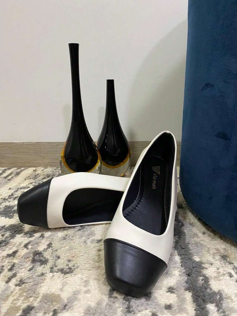 Comfort Square Toe Sneakers - Đen và trắng - Xem 1