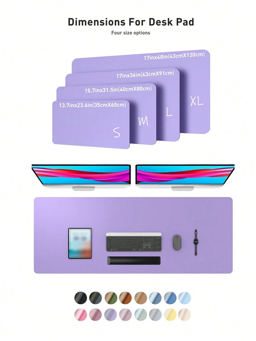 1Pc Geavanceerde Napa Textuur Kunstleren Lichte Bureau Onderlegger, Dubbelzijdig Gebruik, Kantoor Bureau Onderlegger, Grote Muismat, Antislip Kunstleren Bureau Onderlegger, Laptop Bureau Onderlegger, Waterdicht Bureau Schrijfblok Voor Kantoor En Thuis (Paars, Roze)