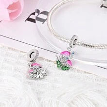 1 件银色精致森林动物火龙蜻蜓蝴蝶蜂鸟火烈鸟蜗牛变色龙大象吊饰适合原创手链项链珠子 DIY 珠宝制作女士珠宝派对日常佩戴礼物 - 銀色 - 查看 10