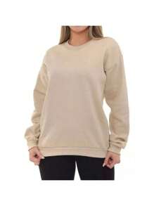 Unisex Round Neck Sweatshirt Hoodie Crew Neck Various Colors - Camel - View 4