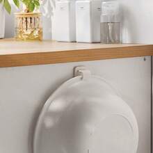 Bộ 2 cái/bộ - Móc nhựa treo tường kiểu dáng công nghiệp cho chậu rửa - Giá để chậu rửa phòng tắm không cần đục lỗ dễ lắp đặt, Giá treo đồ đa năng treo bồn tắm, Giá để đồ gia dụng treo tường, Móc dán tường phòng tắm để cất giữ chậu rửa! - trắng - Xem 7